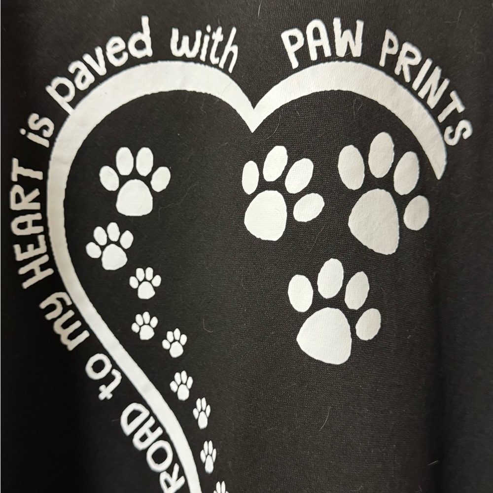 Black Dog Lover Sweatshirt with White heart Paw Print Design and Sherpa lining